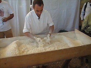 Nicolas Supiot hand mixing over 20 kilos of dough